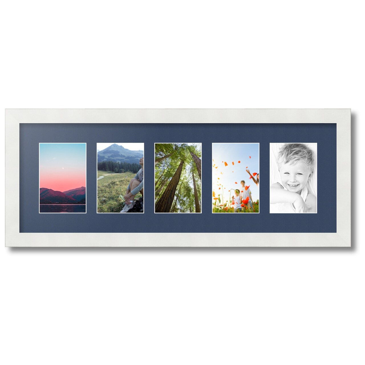 ArtToFrames Collage Photo Picture Frame with 5 - 4x6 inch Openings, Framed in White with Over 62 Mat Color Options and Plexi Glass (CSM-3966-153)